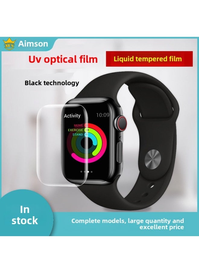Generic - Suitable For Apple I Watch7 Liquid Uv Watch Film 38 40 42 44 41 45mm Watch Uv Tempered Film-Color:(half Package)-complete Set (packaging Film Glue Lamp Film Sticking Tool)-Size:S10- 42mm (Style) - Image 1