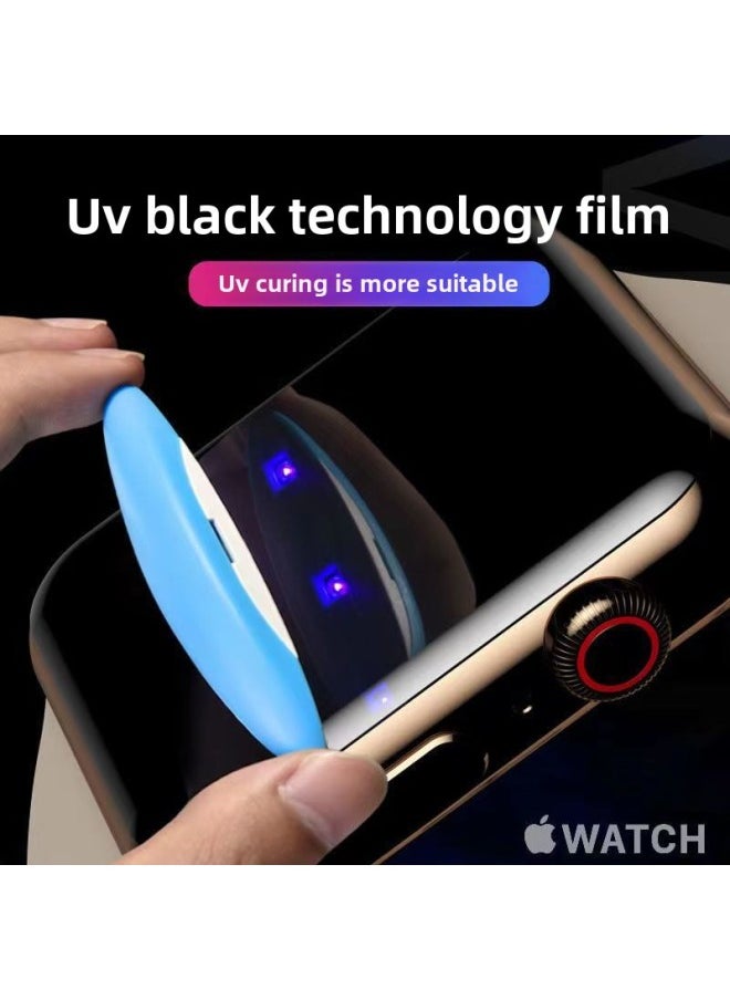 Generic - Suitable For Apple I Watch7 Liquid Uv Watch Film 38 40 42 44 41 45mm Watch Uv Tempered Film-Color:(half Package)-complete Set (packaging Film Glue Lamp Film Sticking Tool)-Size:S10- 42mm (Style) - Image 1