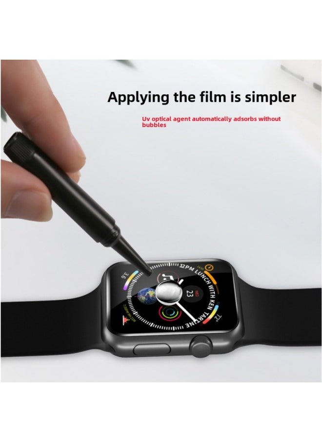 Generic - Suitable For Apple I Watch7 Liquid Uv Watch Film 38 40 42 44 41 45mm Watch Uv Tempered Film-Color:(half Package)-complete Set (packaging Film Glue Lamp Film Sticking Tool)-Size:S10- 42mm (Style) - Image 1
