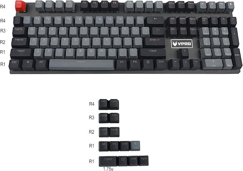 YMDK Double Shot 122 Dyed PBT Shine Through OEM Profile Keycap Rainbow Carbon Sunset Backlit Keycaps for MX Switches Mechanical Keyboard（Only Keycap） (Dolch 122 Key) - Image 2