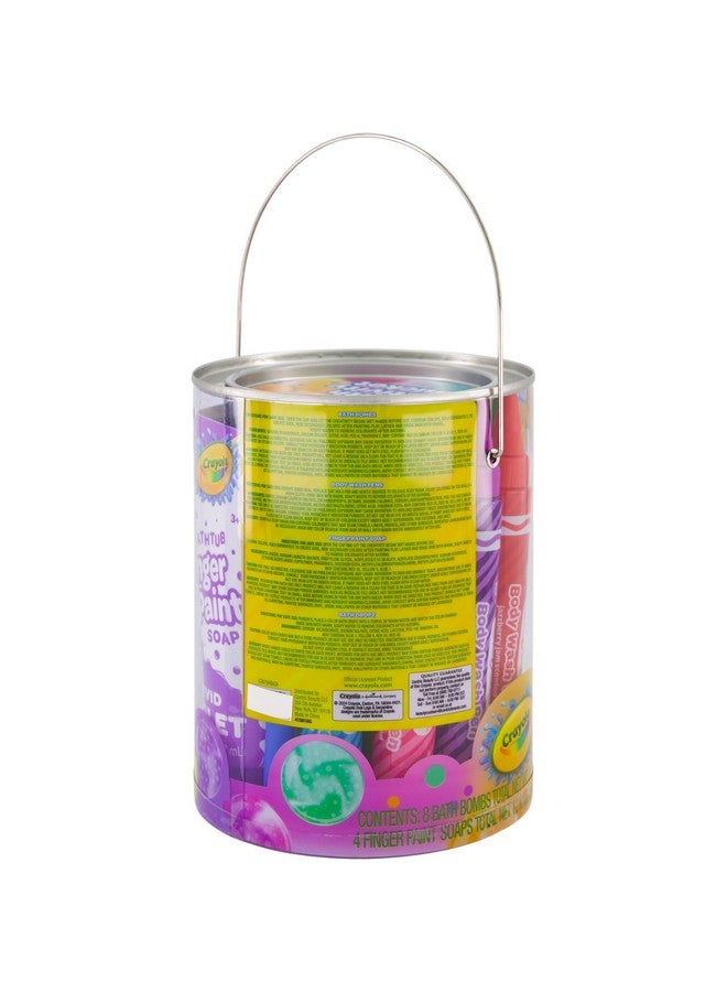 Crayola Bath Tub Mini Paint Set 9 Piece Art Kit - Brushes, Sponges, & Wash Away Finger Paints, Blue Yellow & Red Color Tub Fingerpaints - Image 4