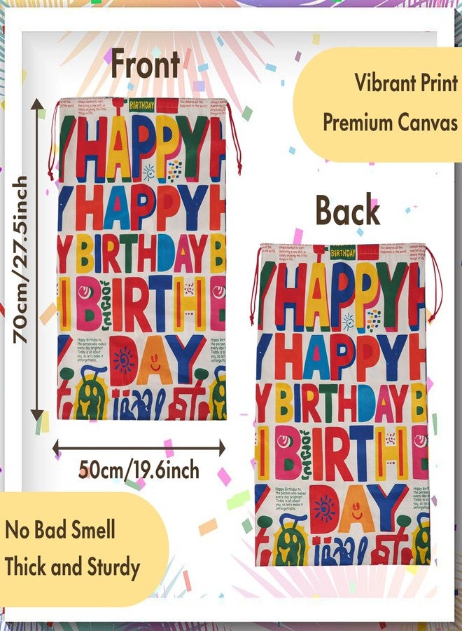 CosInStyle 2 PCS Large Happy Birthday Bags with Drawstring, 27.5x19.5 Inch, Reusable Canvas Storage for Holiday Gifts and Party Favors (StyleD-Birthday-2PCS - Image 3