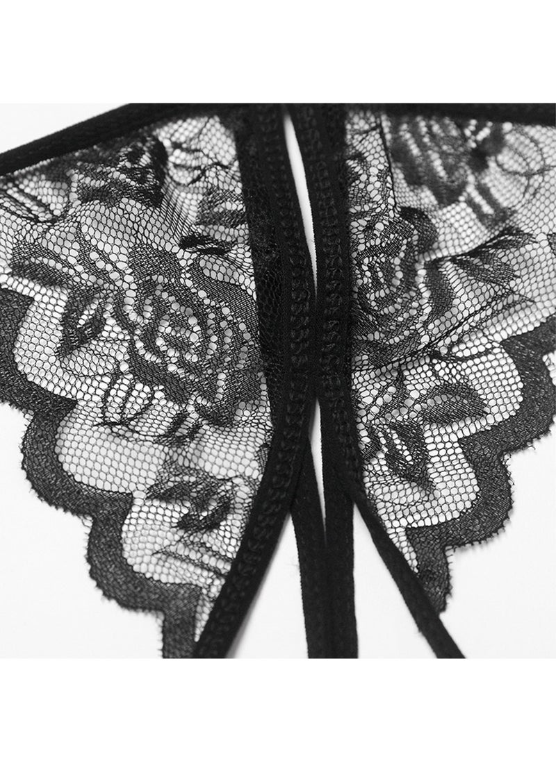 Generic Lingerie Babydoll Sleepwear Underwear Bra G-string Open Crotch Gift Black, Stretchy Lace  - Image 3
