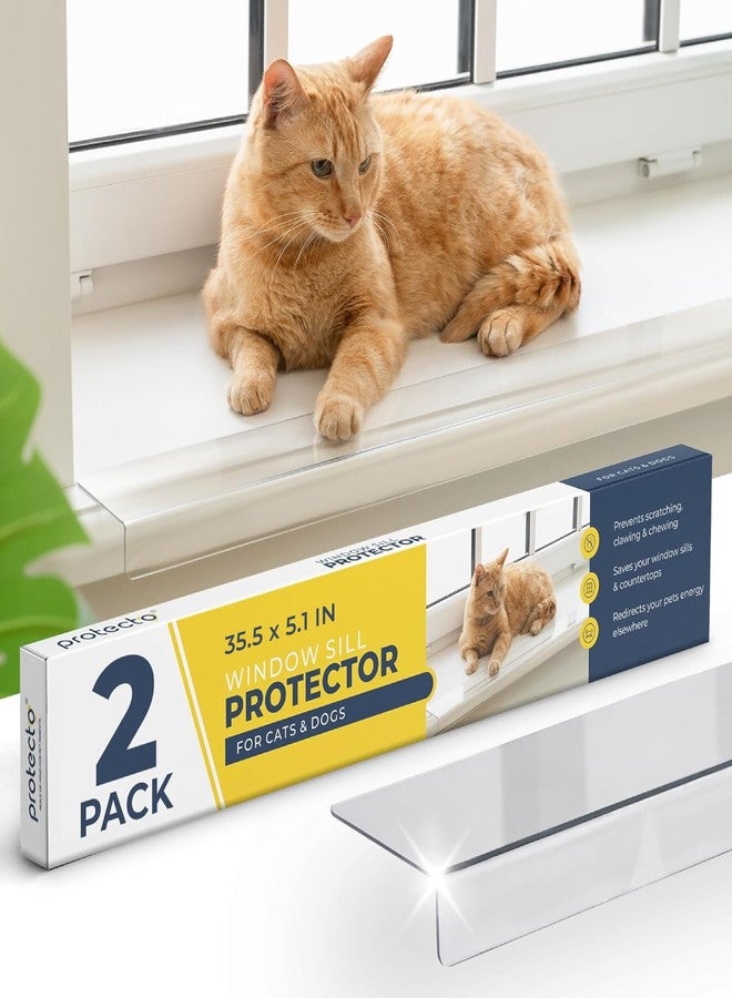 Protecto 2-Pack Window Sill Protector 90.2 x 13 cm Transparent Window Protection from Scratches, Bites and Claws of Dogs and Cats Keeps Window Sills Smooth and Paws Safe - Image 1