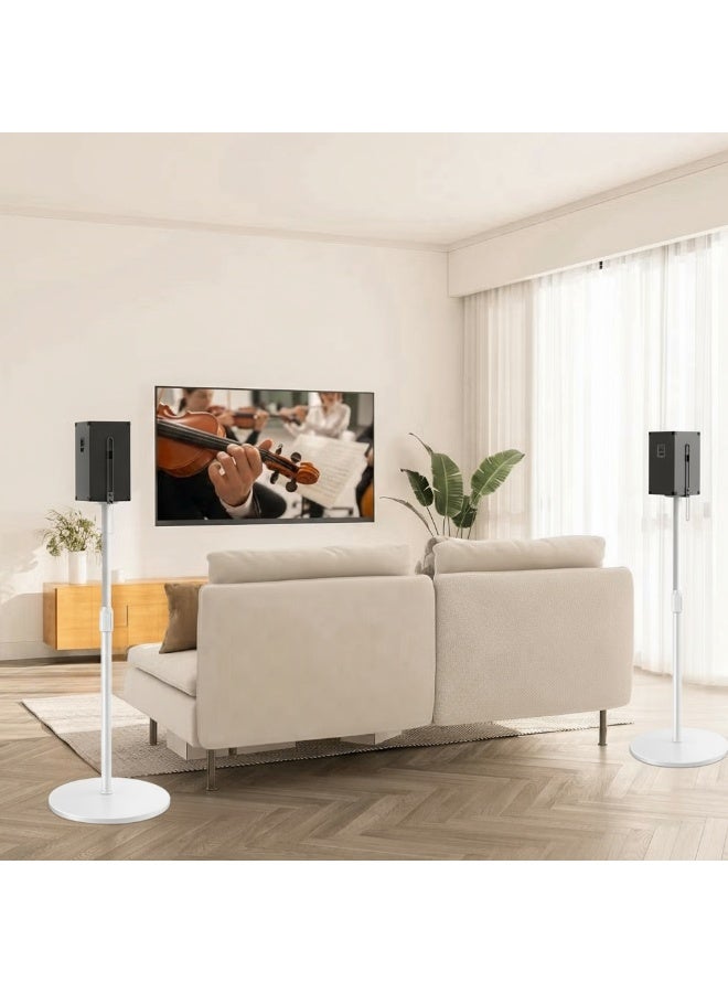 FlashHawk Speaker Stands- Height Adjustable for Universal Satellite Speakers, Set of 2 for Bose Polk Yamaha Samsung JBL Sony A9RS5（White/Round Base） - Image 2