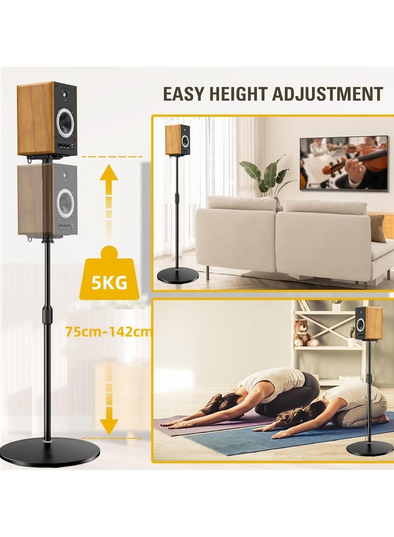 FlashHawk Speaker Stands- Height Adjustable for Universal Satellite Speakers, Set of 2 for Bose Polk Yamaha Samsung JBL Sony A9RS5（White/Round Base） - Image 3