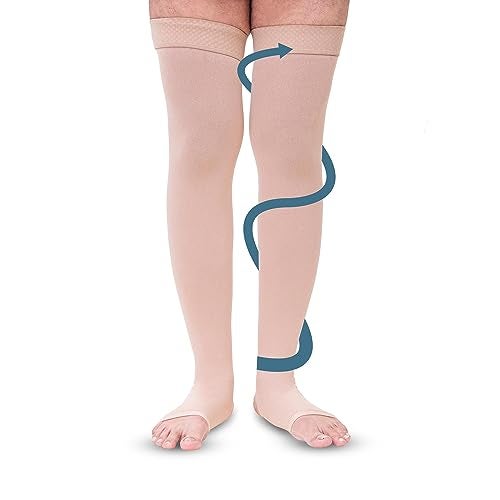 Sorgen Royale (Microfiber) Extra Soft Superior Fabric Medical Compression Stockings for Varicose Veins Class 2 Thigh Length in Eco-Friendly Zip Pouch. (Large) - Image 1