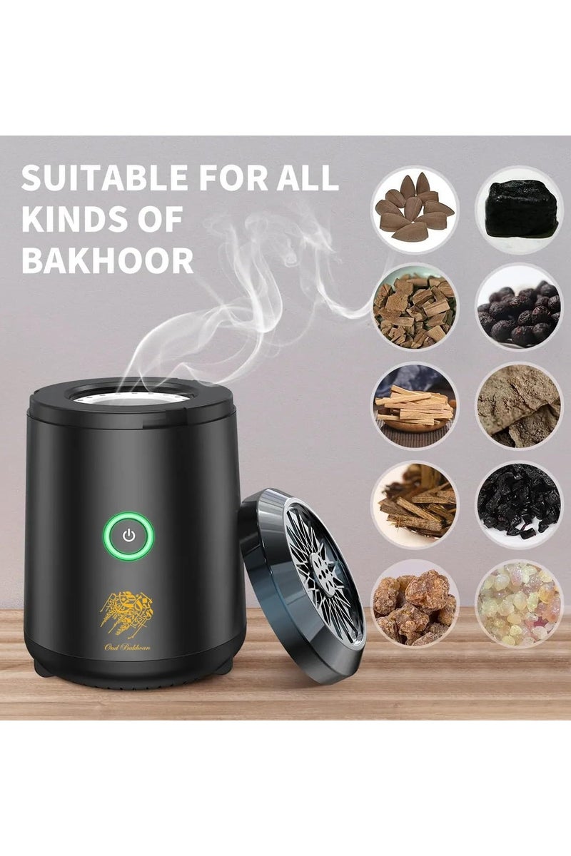 HAVEN Bakhoor Burner, Electric, USB Rechargeable, Portable Oud Incense Burner, Smart Bukhoor, Aroma Diffuser, Arabic Perfume Fragrance, for Home, Car, Office, Ramadan, Travel Use - Image 3