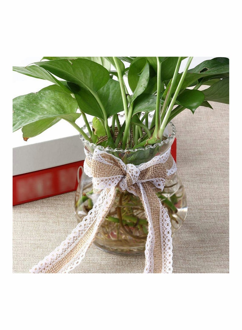 Excefore Lace Linen Roll With Pin Natural Multi-Purpose Lace Burlap Roll for Gift Wrap Wedding DIY Handmade Wedding Crafts Decoration Lace Arts and Crafts Burlap - 2 M 1 Roll - Image 3