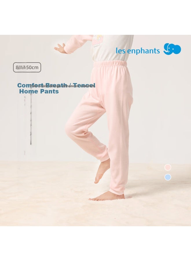 Les enphants Li Yingfang Children's Home Pants Boys Girls Long Pants Sleepwear Spring Autumn Soft Pink 90 CM - Image 1