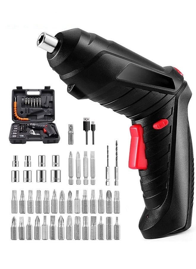 MIXDE 47-In-1 Rechargeable And Rotatable Cordless Electric Cordless Screwdriver Drill With Built-in LED,Cordless Screwdriver  - Image 1