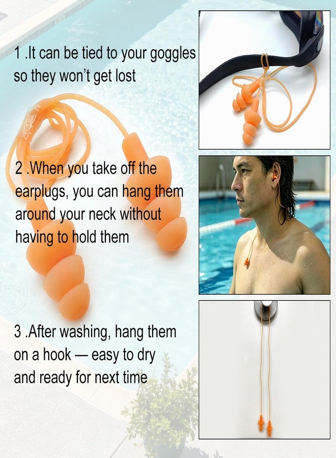 Zooshine Corded Swim Ear Plugs for Adults,4 Pairs Waterproof Silicone Swimming Ear Protection Individual Box Packed - Image 4