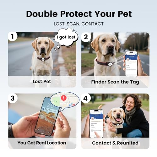 PawView حامل طوق الكلب PawView لجهاز AirTag، حامل رمز QR الذكي للقطط والكلاب، لحالات AirTag الواقية - تنبيه المسح، الموقع الفوري، ملف تعريف الحيوان الأليف على الإنترنت، معلومات الاتصال (1 عبوة، أسود) - Image 4