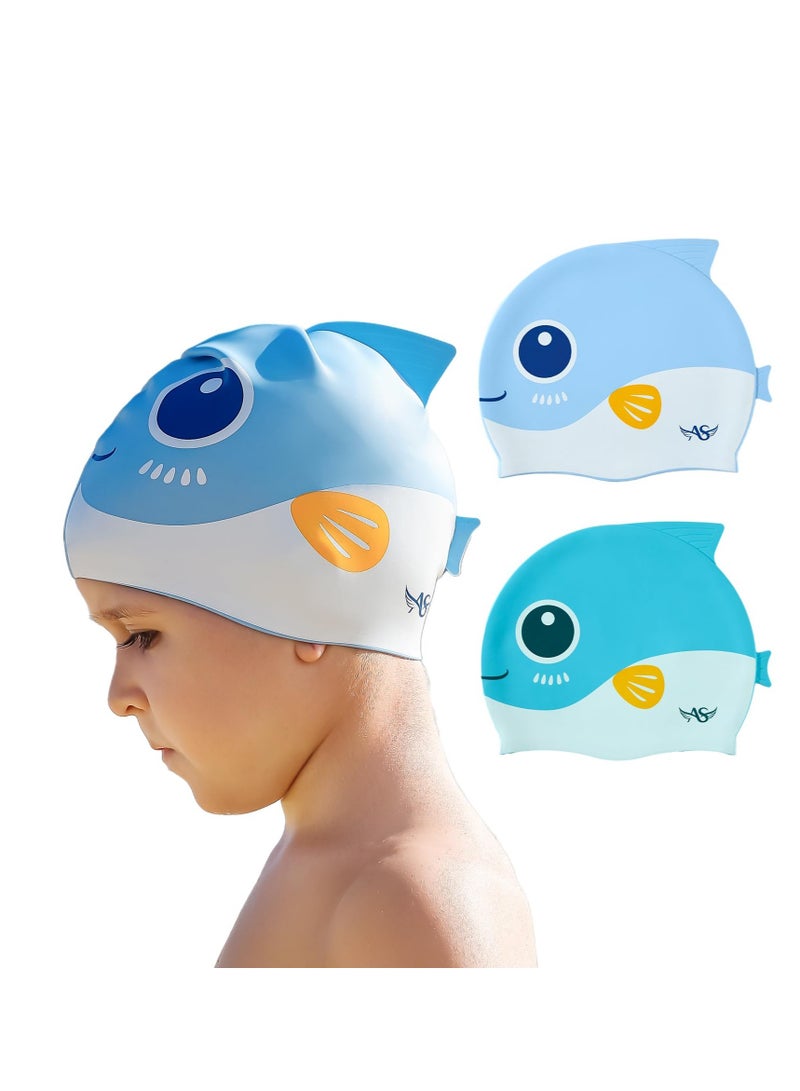 Excefore Kids Swim Cap for Boys Girls, Kids Swim Caps for Long Hair & Braids Silicone Swimming Cap, Large Waterproof Swim Hat to Keep Hair Dry, for Short/Long Hair, Ideal for Beach and Pool - Image 1