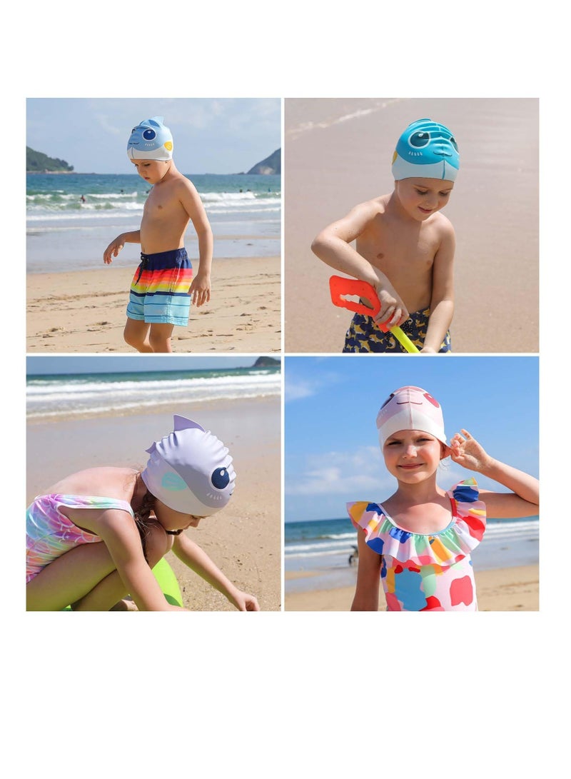 Excefore Kids Swim Cap for Boys Girls, Kids Swim Caps for Long Hair & Braids Silicone Swimming Cap, Large Waterproof Swim Hat to Keep Hair Dry, for Short/Long Hair, Ideal for Beach and Pool - Image 2