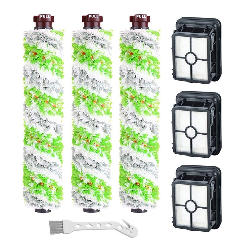 Lemige Brush Filter Replacement Parts for Bissell CrossWave Vacuum 3888A 1785 Pet Pro 2306A Cordless Wet Dry Vac, 3 Pack 2460 Multi-Surface Pet Brush Roll & 1866 Vacuum Filter, Part 1613568 1608684 - Image 1