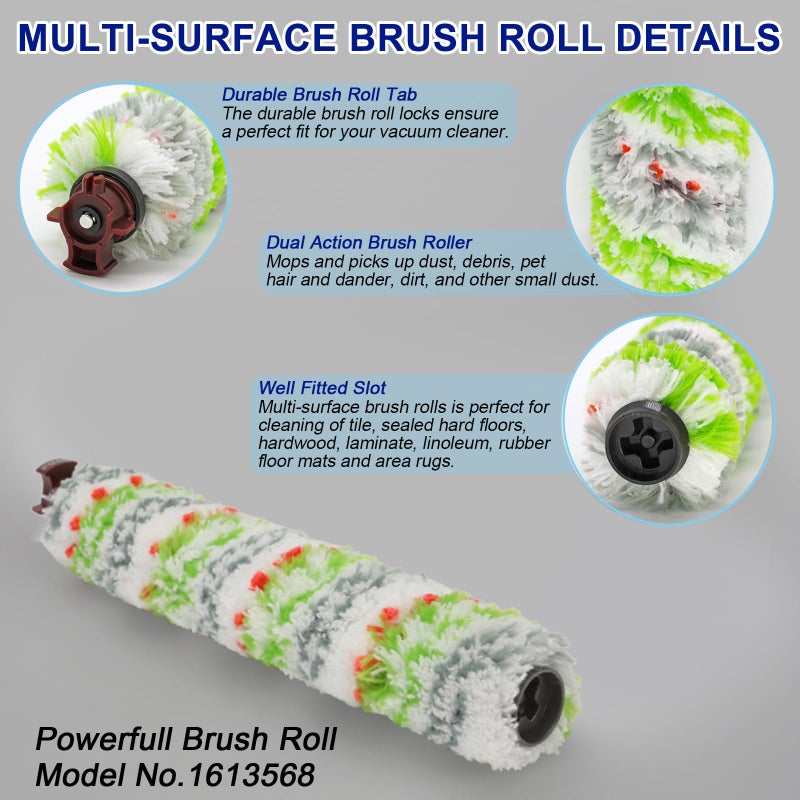 Lemige Brush Filter Replacement Parts for Bissell CrossWave Vacuum 3888A 1785 Pet Pro 2306A Cordless Wet Dry Vac, 3 Pack 2460 Multi-Surface Pet Brush Roll & 1866 Vacuum Filter, Part 1613568 1608684 - Image 4