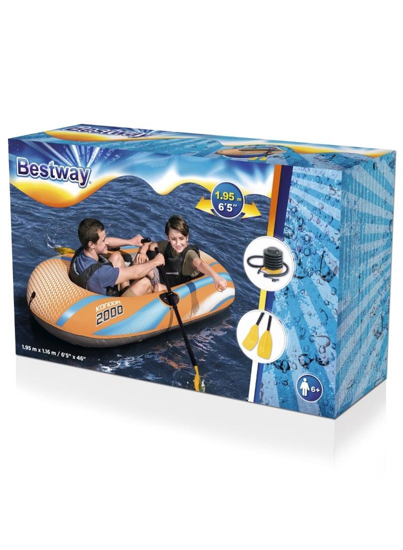 Bestway Boat Kondor 2000 Raft Set 185x97cm | Inflatable Raft | Inflatable Boat | Perfect for Kids and Adults - Image 2