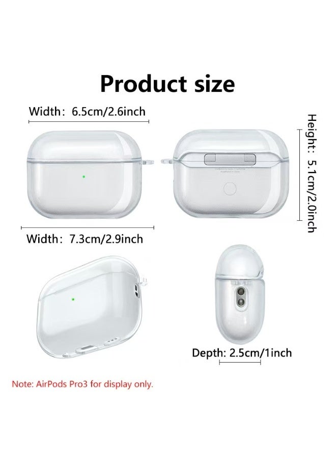 DKNG Apple AirPods Pro 3 [2025] Transparent Case, includes Carabiner, Anti-Yellowing, Wireless Charging Compatible, Shockproof, Full Protection, Compatible with Apple AirPods Pro 3 Earbud Case (Transparent) - Image 2