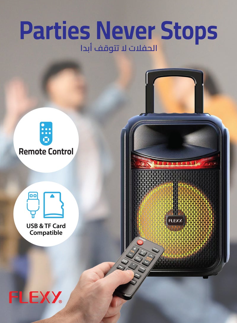 FLEXY®  40000W P.M.P.O Multimedia Speaker with Dolby Digital Wireless Microphone Bluetooth 5.0 USB TF Card FM Radio AUX Input 40W RMS Output 4.5 Hours Playback Deep Bass Crystal Clear Treble Home Theatre System Karaoke Machine. - Image 5