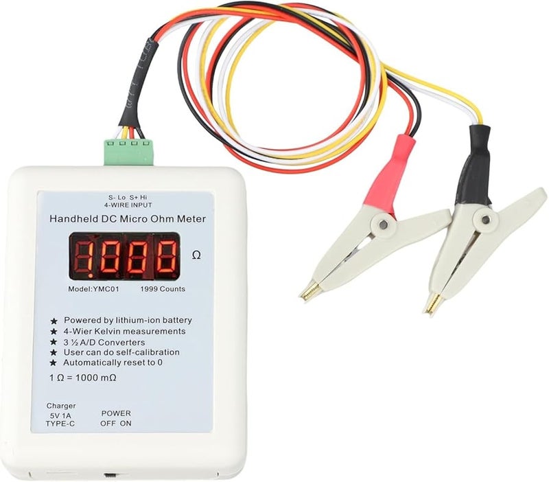 Handheld DC Milliohm Meter Low Resistance Tester Four Wire Kelvin Small Clip 2R - Image 3