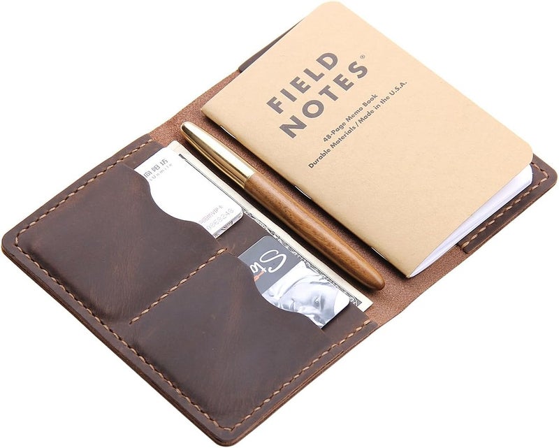 Robrasim Leather Journal Cover for Field Notes Notebook Cover for Moleskine Cahier Handmade Vintage Leather Cover for 35 x 55 Notebooks Brown  - Image 1