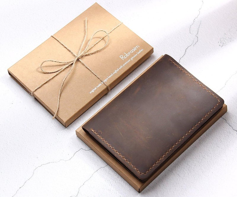 Robrasim Leather Journal Cover for Field Notes Notebook Cover for Moleskine Cahier Handmade Vintage Leather Cover for 35 x 55 Notebooks Brown  - Image 2