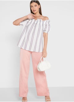 Striped Bardot Ruffle Detail Top - pzsku/Z94F7845B9D57BBA636C7Z/45/_/1698930527/fe0ea855-9720-43f5-b073-b9fe8ae78a1c