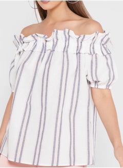 Striped Bardot Ruffle Detail Top - pzsku/Z94F7845B9D57BBA636C7Z/45/_/1698930529/28a8e3e2-48ed-4b81-99be-16b29f0c92f8