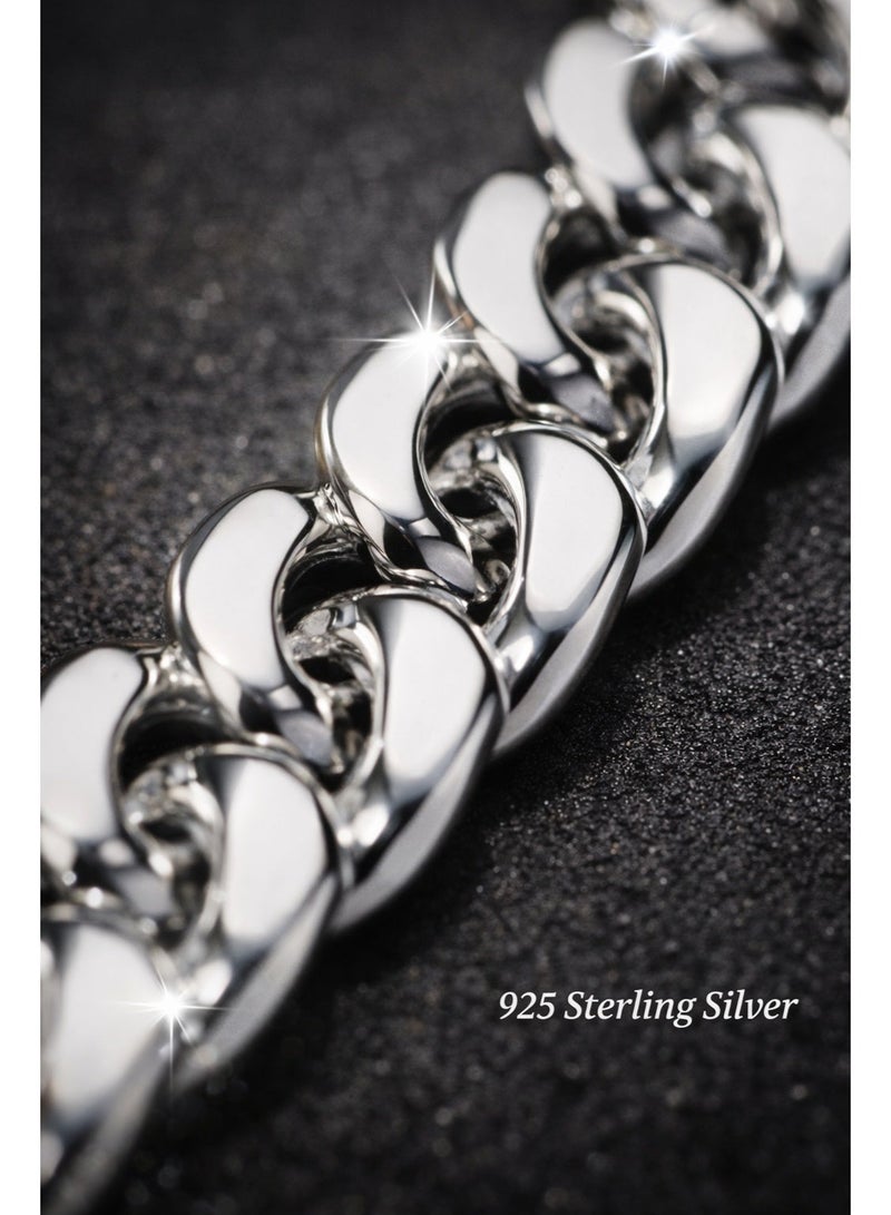 FINE SILVER Men's 925 Sterling Silver Heavy Curb Link Chain Necklace - Classic Masculine Bold Style - Image 2