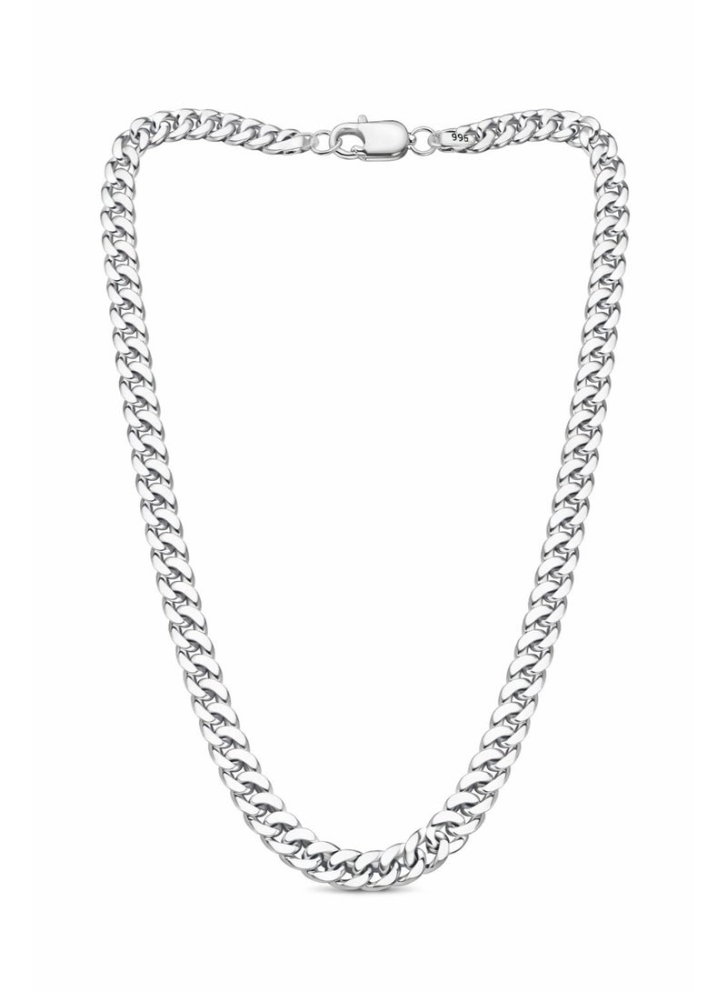 FINE SILVER Men's 925 Sterling Silver Heavy Curb Link Chain Necklace - Classic Masculine Bold Style - Image 1