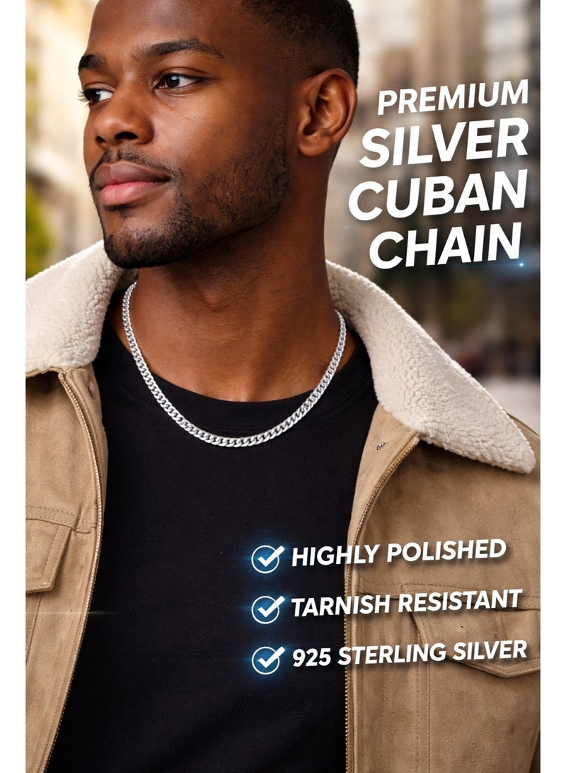 FINE SILVER Men's 925 Sterling Silver Heavy Curb Link Chain Necklace - Classic Masculine Bold Style - Image 3