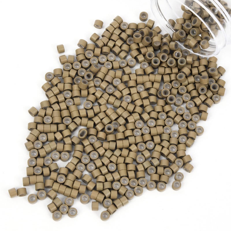 Vlasy Vlasy 1000Pcs 4mm Silicone Lined Micro Ring Beads for Hair Extensions 5Colors Apply 1000Pcs Light Brown