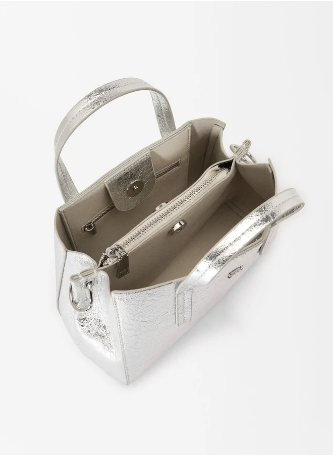 PARFOIS METALLIC TOTE BAG WITH STRAP