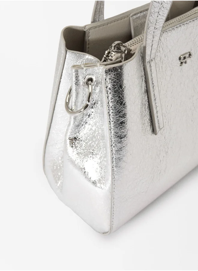 PARFOIS METALLIC TOTE BAG WITH STRAP