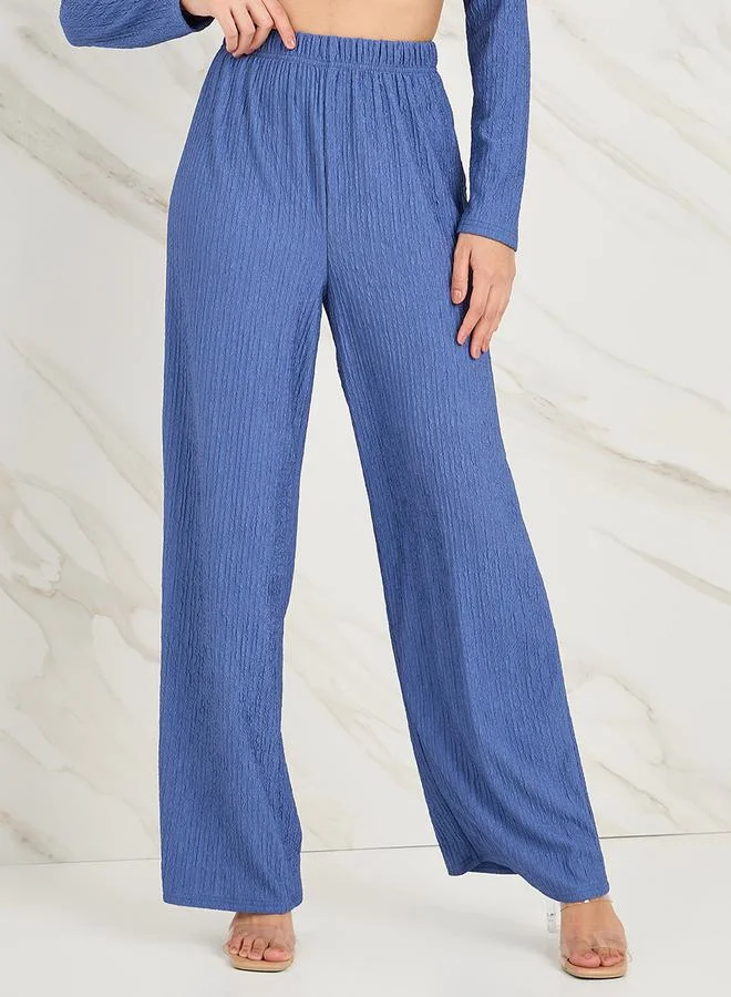 ستايلي Textured Longline Top & Wide Leg Trouser Modest Set