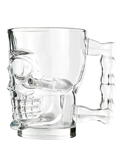 SHOPELLA SHOPELLA 300 ML Crystal Heavy Glass Skull Beer Mug Crystal Clear Skull Design Mug for Parties Gifts Pack of 6  - Image 2
