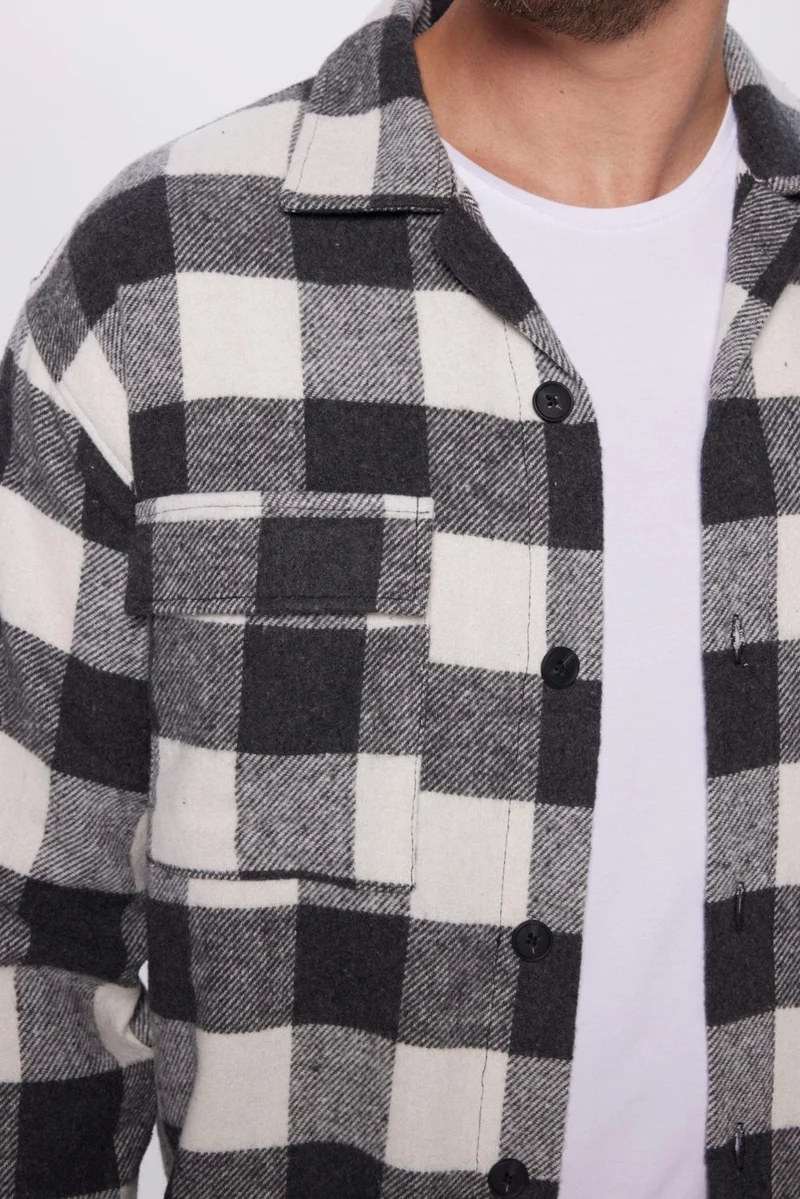 تودورس Men's Relax Fit Casual Cut Lumberjack Collar Double Pocket Flap Checkered Winter Shirt