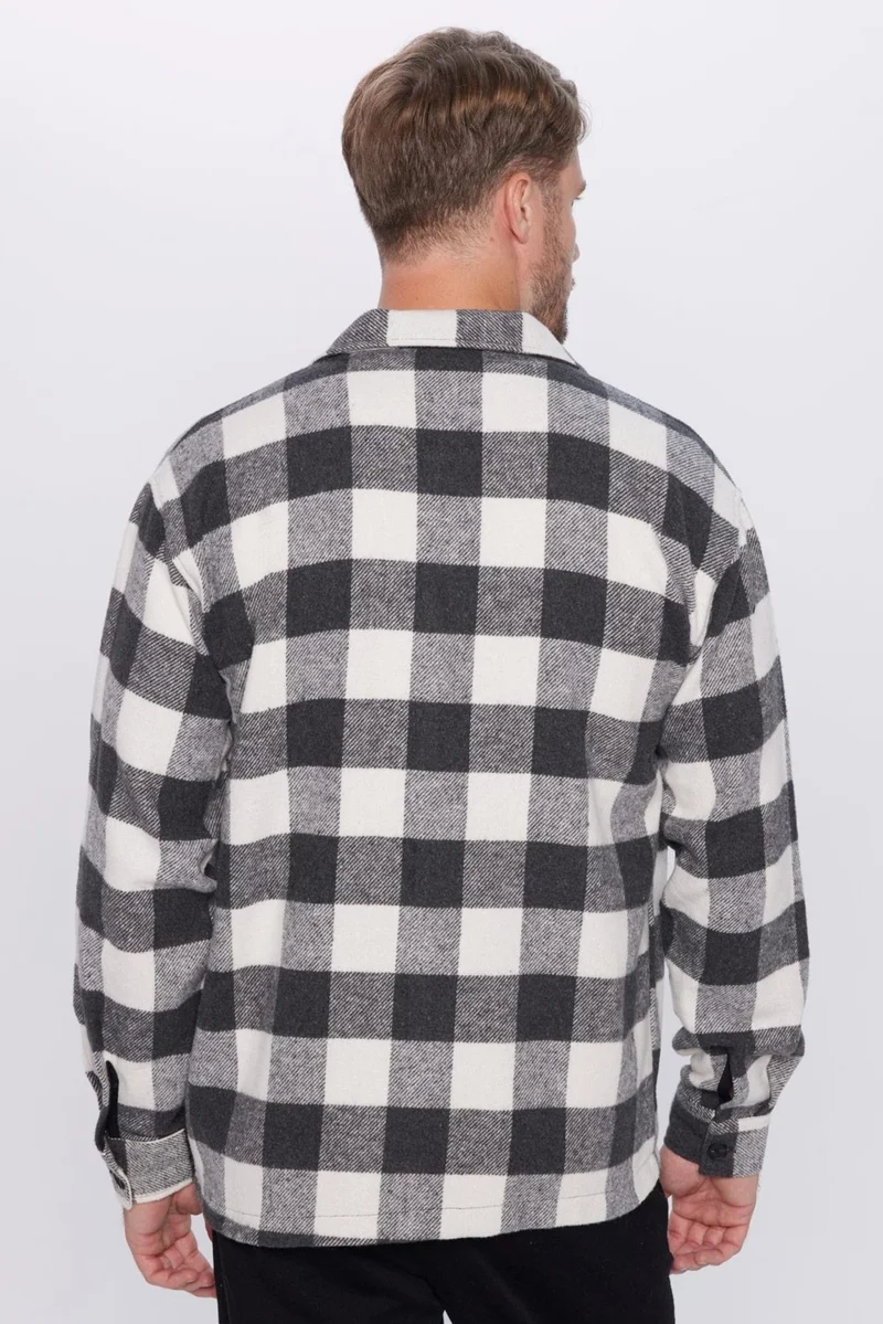 تودورس Men's Relax Fit Casual Cut Lumberjack Collar Double Pocket Flap Checkered Winter Shirt