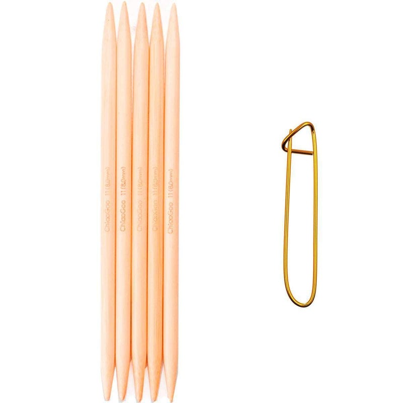 ChiaoGoo Knitting Needles DPN Double Pointed 5 inch (13cm) (Set of 5) Bamboo Natural Size US 1 (2.25mm) 1015-1 with Stitch Holder - Image 2