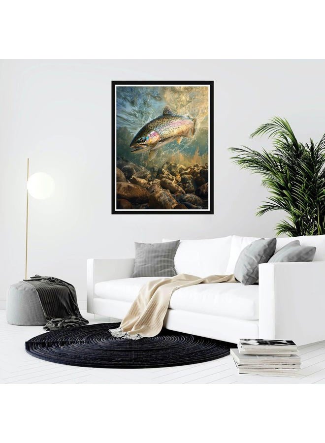 Bimkole Fish Paint by Number for Adults, DIY Oil Painting Kit on Canvas with Paintbrushes and Acrylic Pigment, for Paint by Numbers for Beginner, for Home Wall Decor (16x20Inch) Qm2833 - Image 2