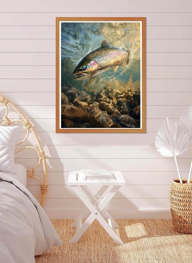 Bimkole Fish Paint by Number for Adults, DIY Oil Painting Kit on Canvas with Paintbrushes and Acrylic Pigment, for Paint by Numbers for Beginner, for Home Wall Decor (16x20Inch) Qm2833 - Image 4