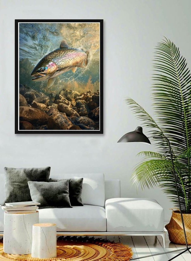 Bimkole Fish Paint by Number for Adults, DIY Oil Painting Kit on Canvas with Paintbrushes and Acrylic Pigment, for Paint by Numbers for Beginner, for Home Wall Decor (16x20Inch) Qm2833 - Image 3