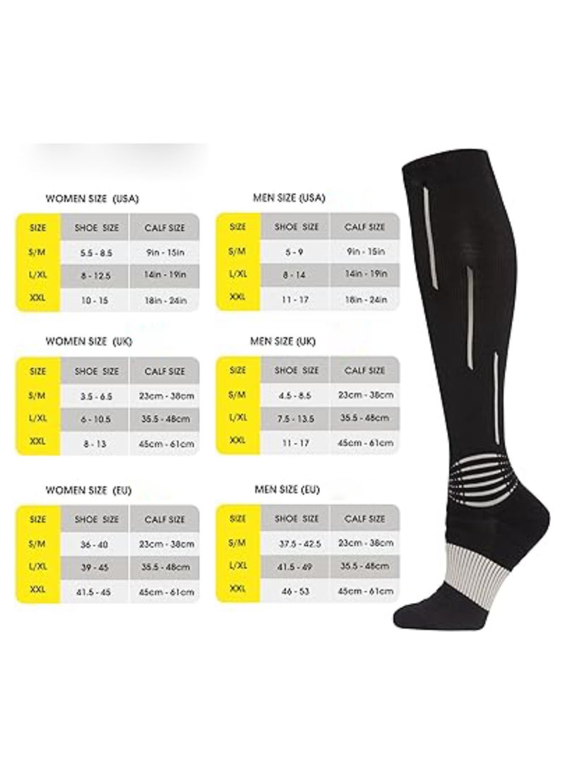 SYOSI - 1 Pair Sports Compression Socks for Women and Men, 20-30 mmHg Running Support Socks, Wide Calves for Flying Running, Athletic, Compression Socks for Woman & Man Unisex (M, 38-45) - Image 1