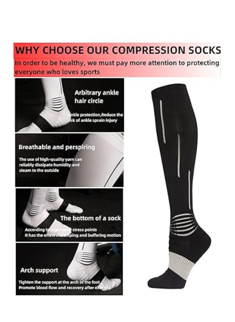 SYOSI - 1 Pair Sports Compression Socks for Women and Men, 20-30 mmHg Running Support Socks, Wide Calves for Flying Running, Athletic, Compression Socks for Woman & Man Unisex (M, 38-45) - Image 1