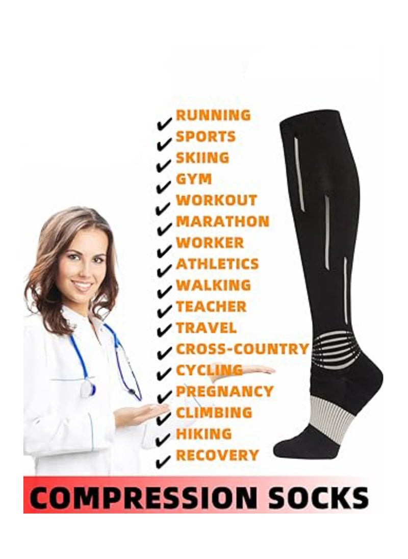 SYOSI - 1 Pair Sports Compression Socks for Women and Men, 20-30 mmHg Running Support Socks, Wide Calves for Flying Running, Athletic, Compression Socks for Woman & Man Unisex (M, 38-45) - Image 1