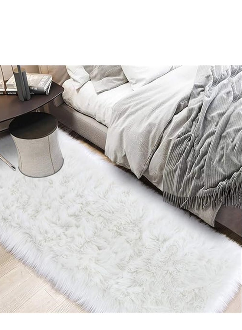Soft Area Rugs, Living Room Modern Fluffy Carpet, Lndoor Large Area Rug Shag Shaggy Carpet Soft Plush Furry Bedside Anti Slip Mat, Machine Washable Area Rugs for Living Room Bedroom Kids Room Home Decor (Grey / White,60 x 180 cm) - Image 5