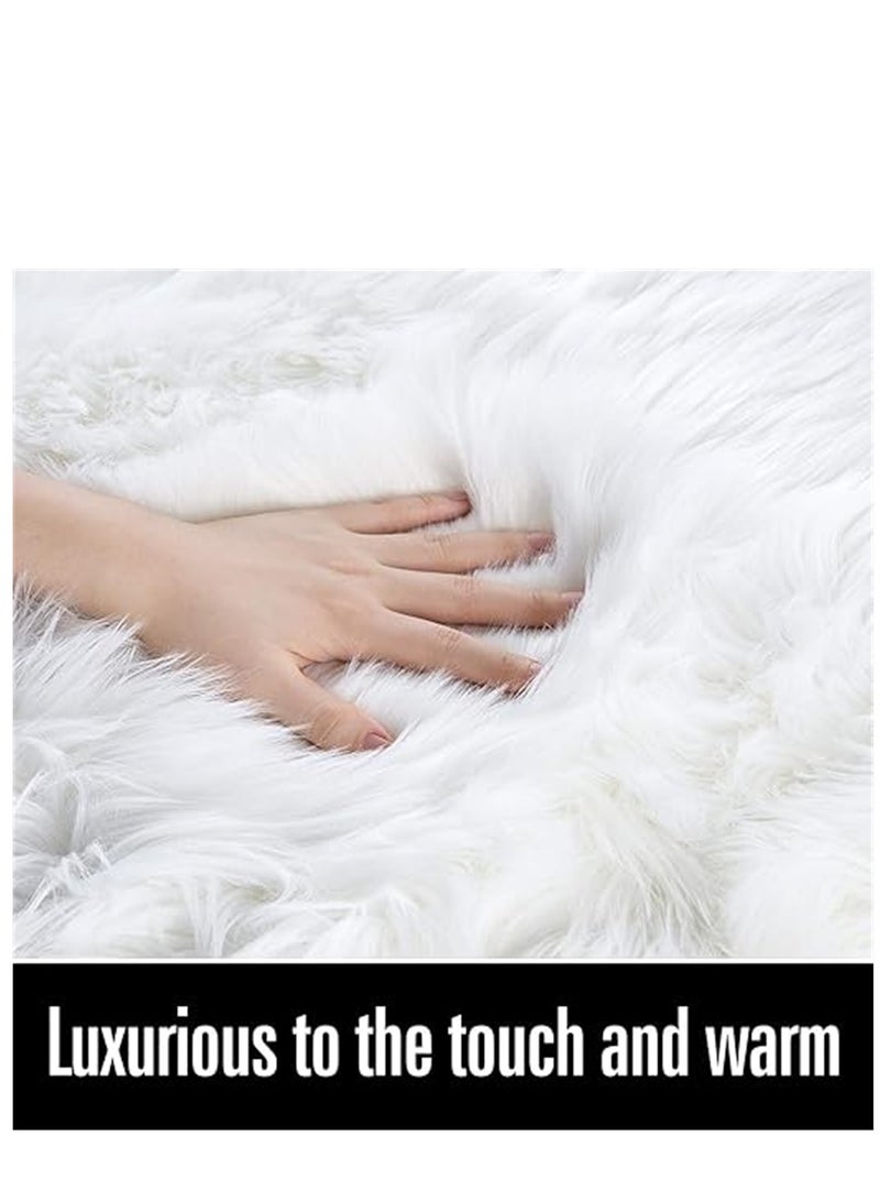 Soft Area Rugs, Living Room Modern Fluffy Carpet, Lndoor Large Area Rug Shag Shaggy Carpet Soft Plush Furry Bedside Anti Slip Mat, Machine Washable Area Rugs for Living Room Bedroom Kids Room Home Decor (Grey / White,60 x 180 cm) - Image 3