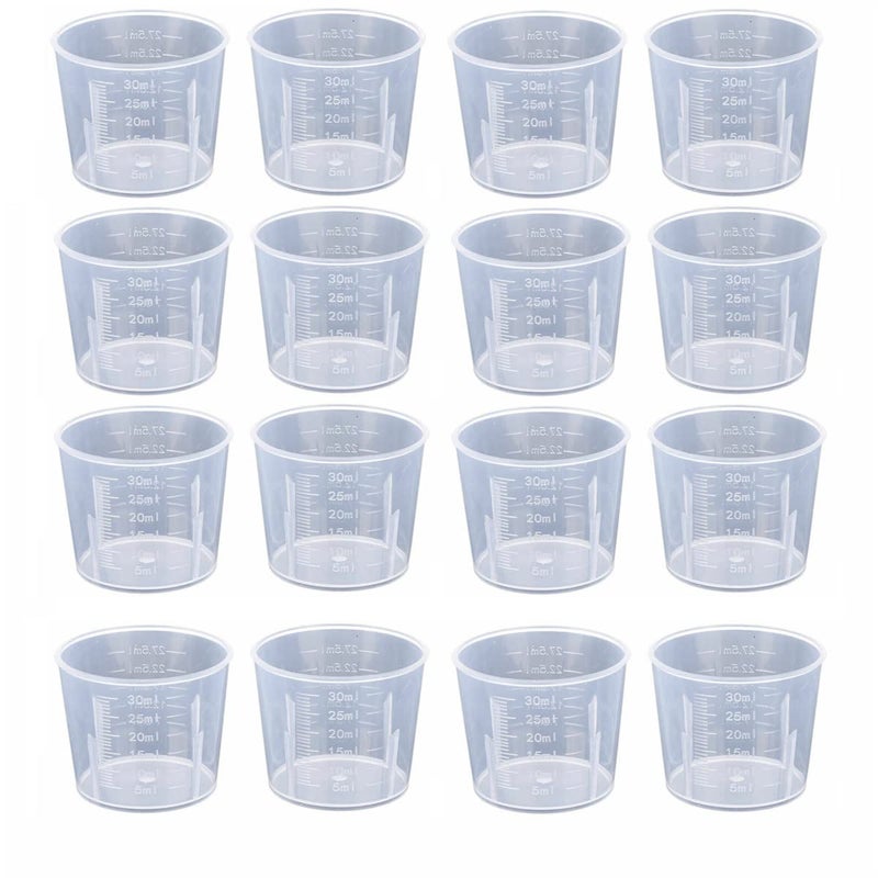 50 PCS 30ml Plastic Mixing Cup Measuring Cups Measuring Jugs Transparent Reusable Mixing Cup for Mixing Resin Paint Stain Epoxy