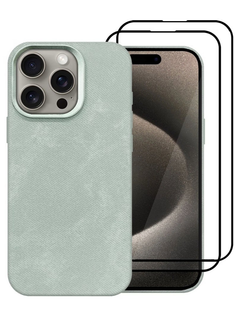 CATANES 3Packs iPhone 15 Pro Max Alcantara Case Cover Premium Quality Luxurious Soft Touch Protection with Metal Camera Frame with Two 3D Screen Protectors - Image 2